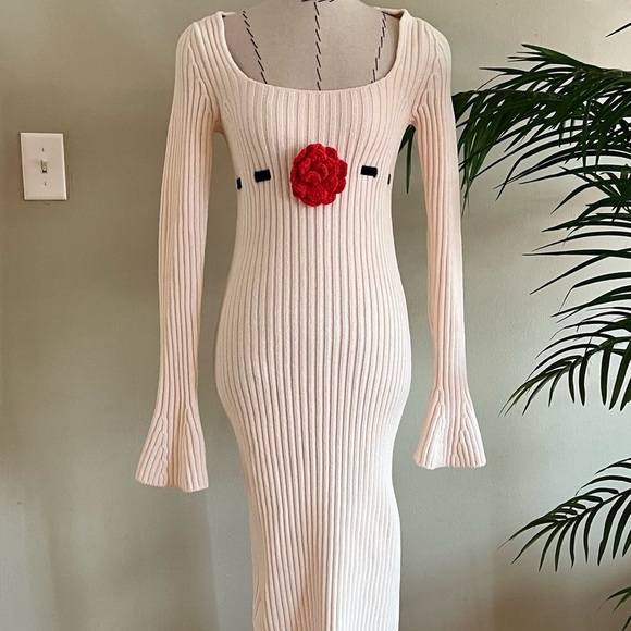 For Love And Lemons Cream Bodycon Sweater Dress with Slit | XS | NWOT - Picture 4 of 14